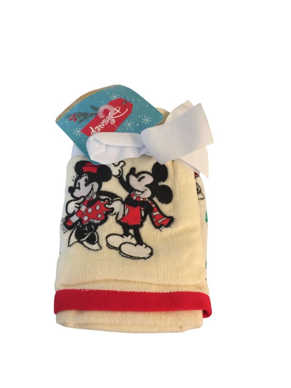 Disney Mickey & Minnie Holiday Hand Towels 100% Cotton Set of 2